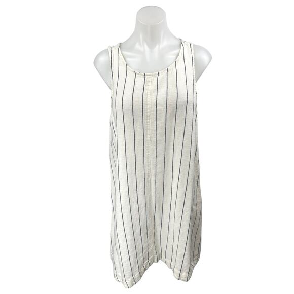 Vince Camuto White Linen Striped Sleeveless Cami Camisole Mini Tank Dress Sz XL - Picture 1 of 5